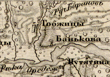 Деревня Гобжицы на карте 1863 г.