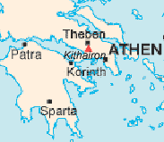 Location map of the Kithairon Mountains
