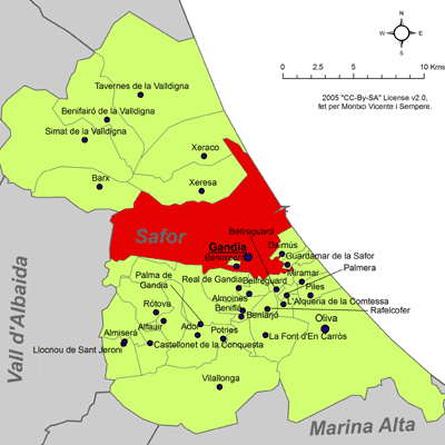 File:Localització de Gandia respecte de la Safor.png