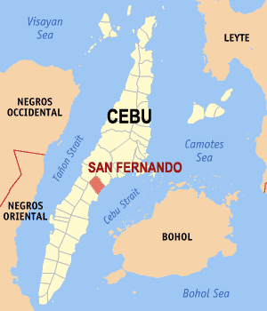 Bản đồ Cebu với vị trí của San Fernando