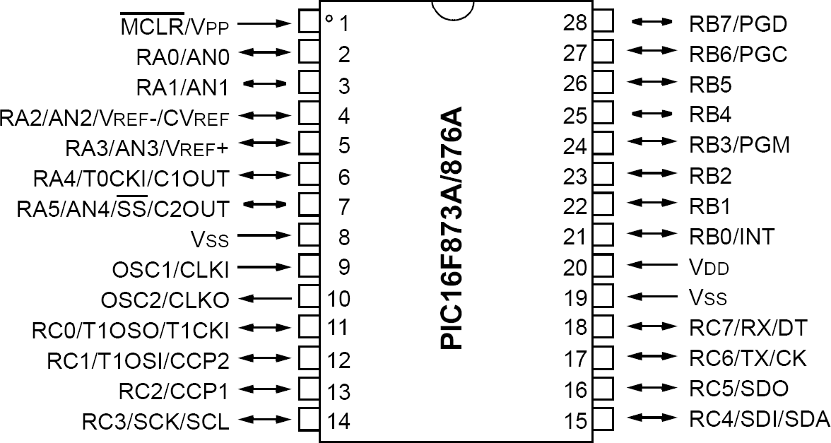 Pic16f873 схема подключения