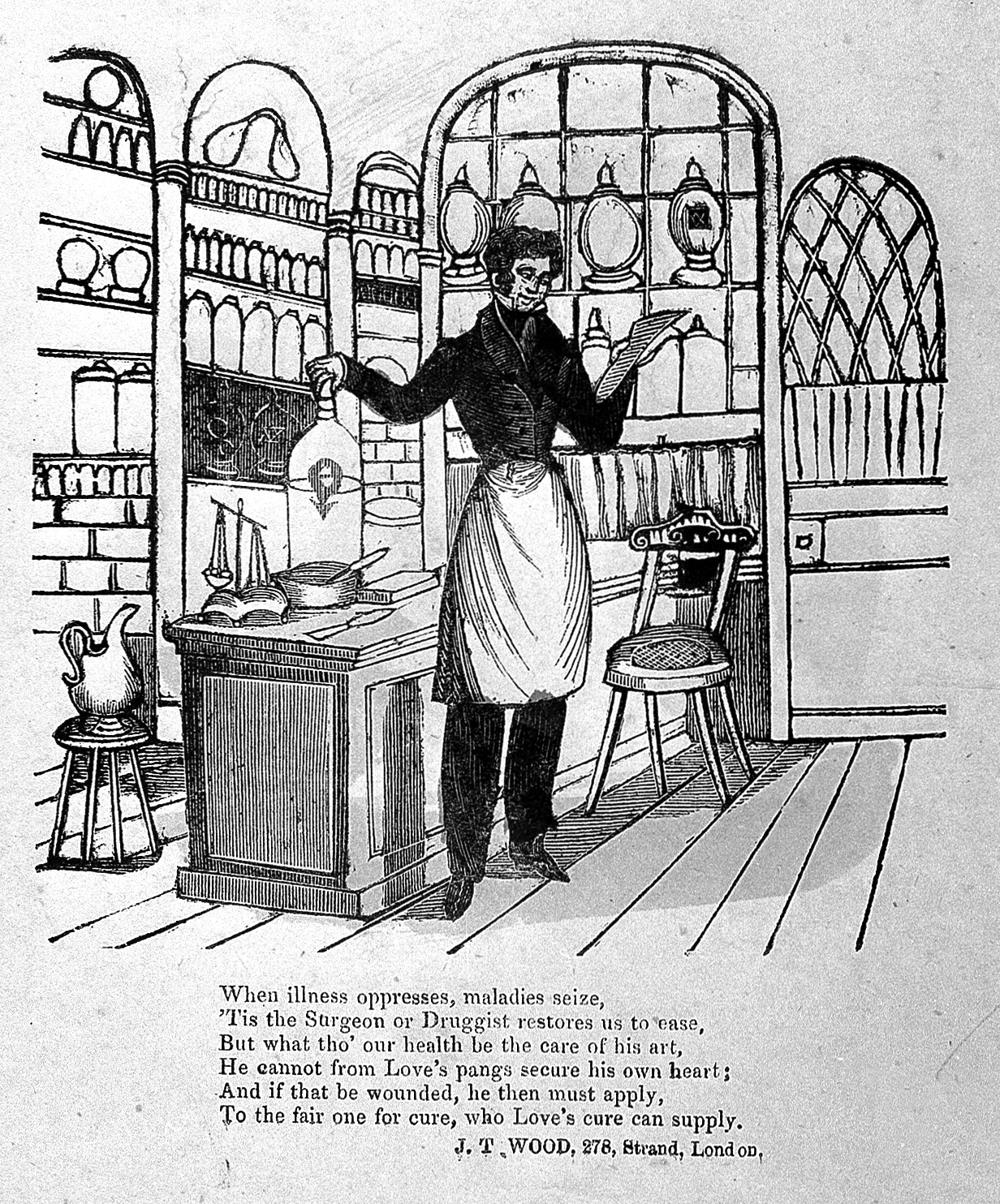 A_pharmacist_making_up_a_prescription_in_his_shop._Coloured_Wellcome_L0003368.jpg