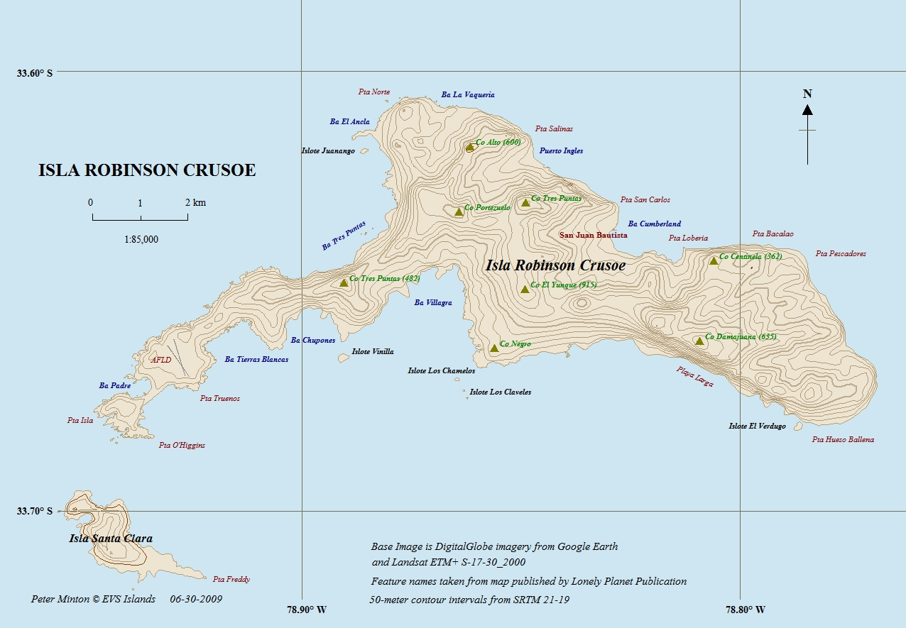 Карта острова Робинзона Крузо