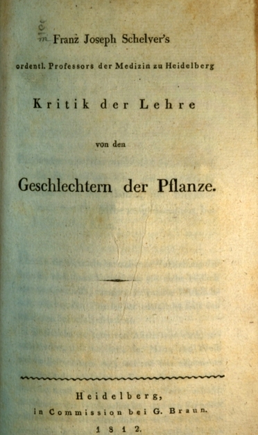 ''Kritik der Lehre von den Geschlechtern der Pflanze'' (1812)