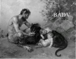 File:Ludwig Knaus (1829-1910) - Alter Faun mit zwei jungen Faunen und schwarzen Panther - 0281 - Führermuseum.jpg