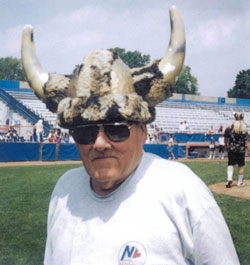 Norm Aldridge at Labatt Park on May 31, 1998, during the fundraising ballgame, The Rumble at the Riverforks. Norm Aldridge.jpg