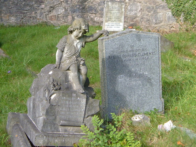 File:Statue and tombs in Torquay Cemetery - geograph.org.uk - 257347.jpg