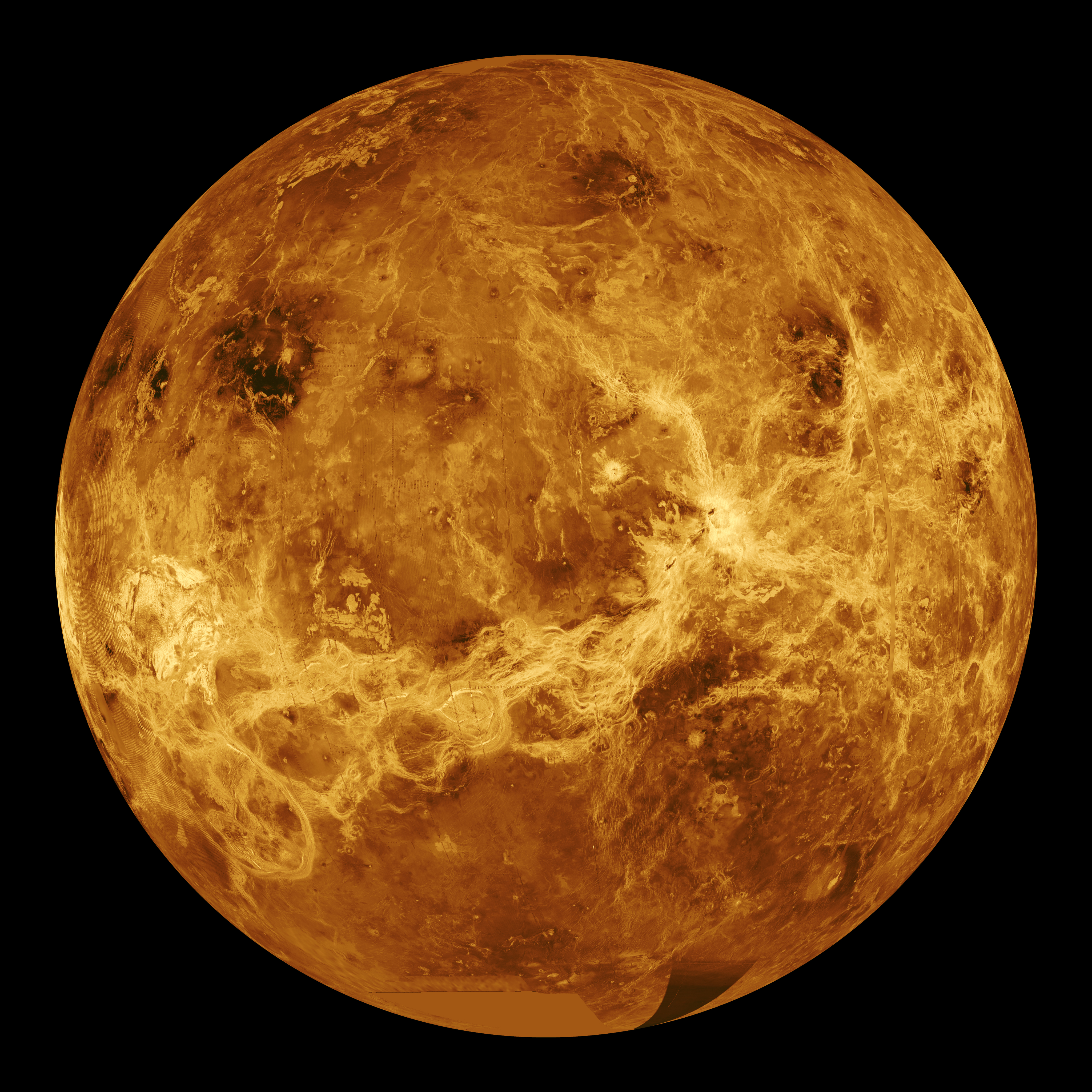 A look at the globe of Venus. Image courtesy of NASA/JPL