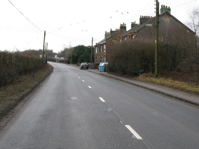 File:Approaching a row of houses on the A71 - geograph.org.uk - 1712392.jpg