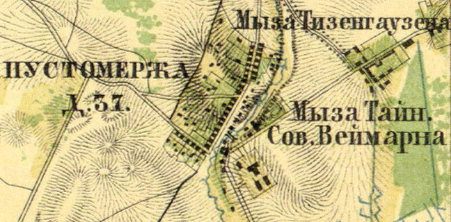 План деревни Большая Пустомержа. 1860 г.