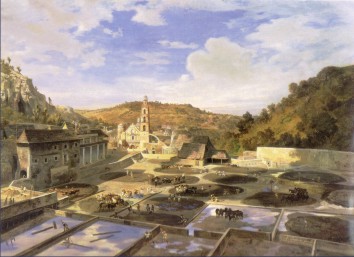 Courtyard of the Hacienda de Regla (1857) by Eugenio Landesio