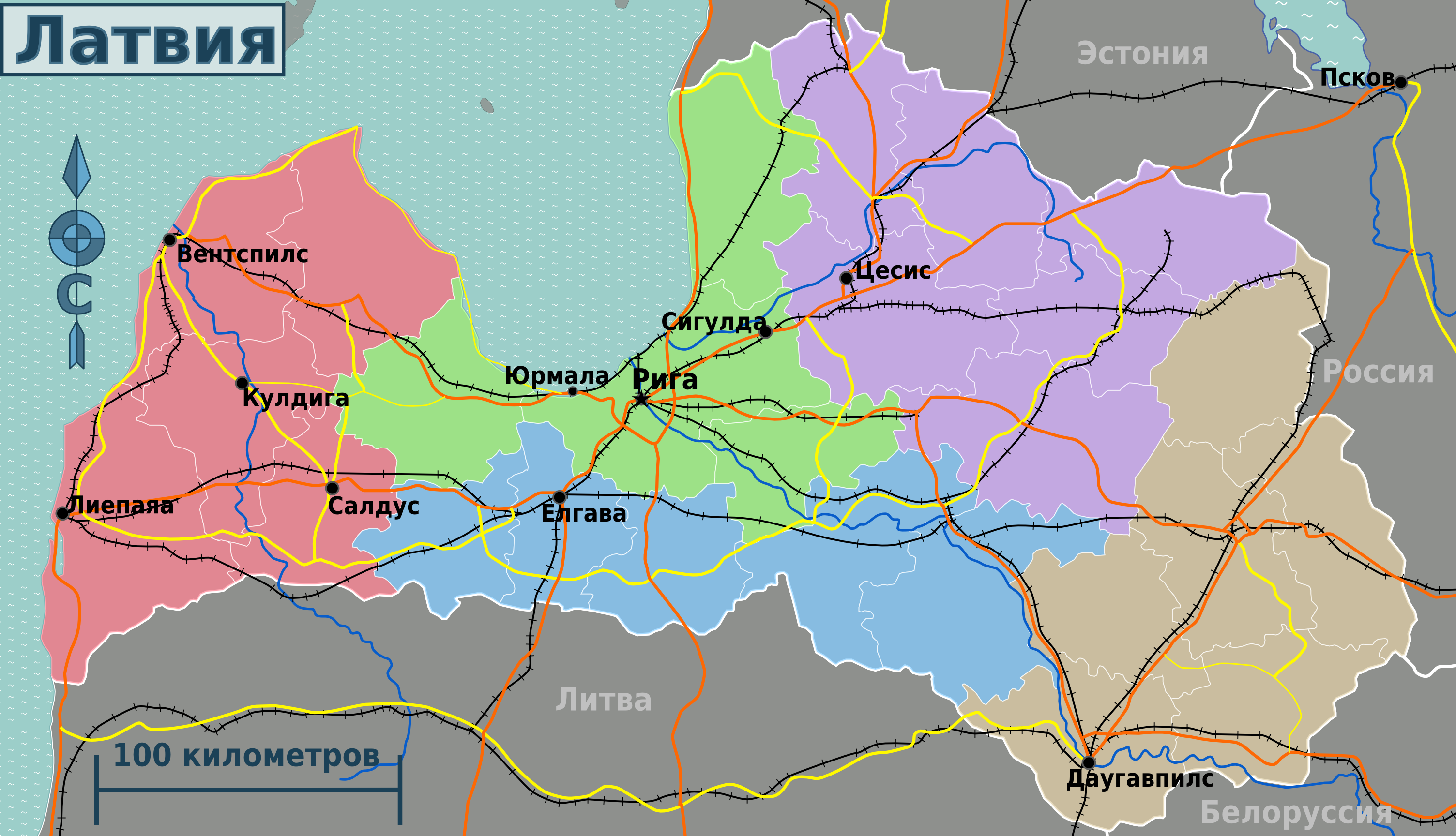 Карта латвии. Латвия на карте. Карта Латвии по районам. Районы Латвии. Подробная карта Латвии.