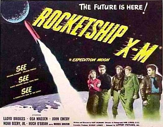 Rocketship X-M (1950), produced and released by small Lippert Pictures, is cited as possibly "the first postnuclear holocaust film".[63] It was at the leading edge of a large cycle of movies, mostly low-budget and many long forgotten, classifiable as "atomic bomb cinema".