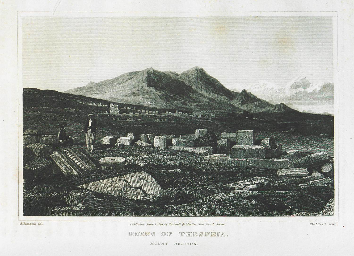 Ruins of Thespeia, Mount Helicon. Mount Helicon was considered to be a source of poetic inspiration in classic culture. From Edward Dodwell's ''A Classical and Topographical Tour through Greece, during the Years 1801, 1805, and 1806'', Vol. ΙΙ (London: Rodwell & Martin, 1819).