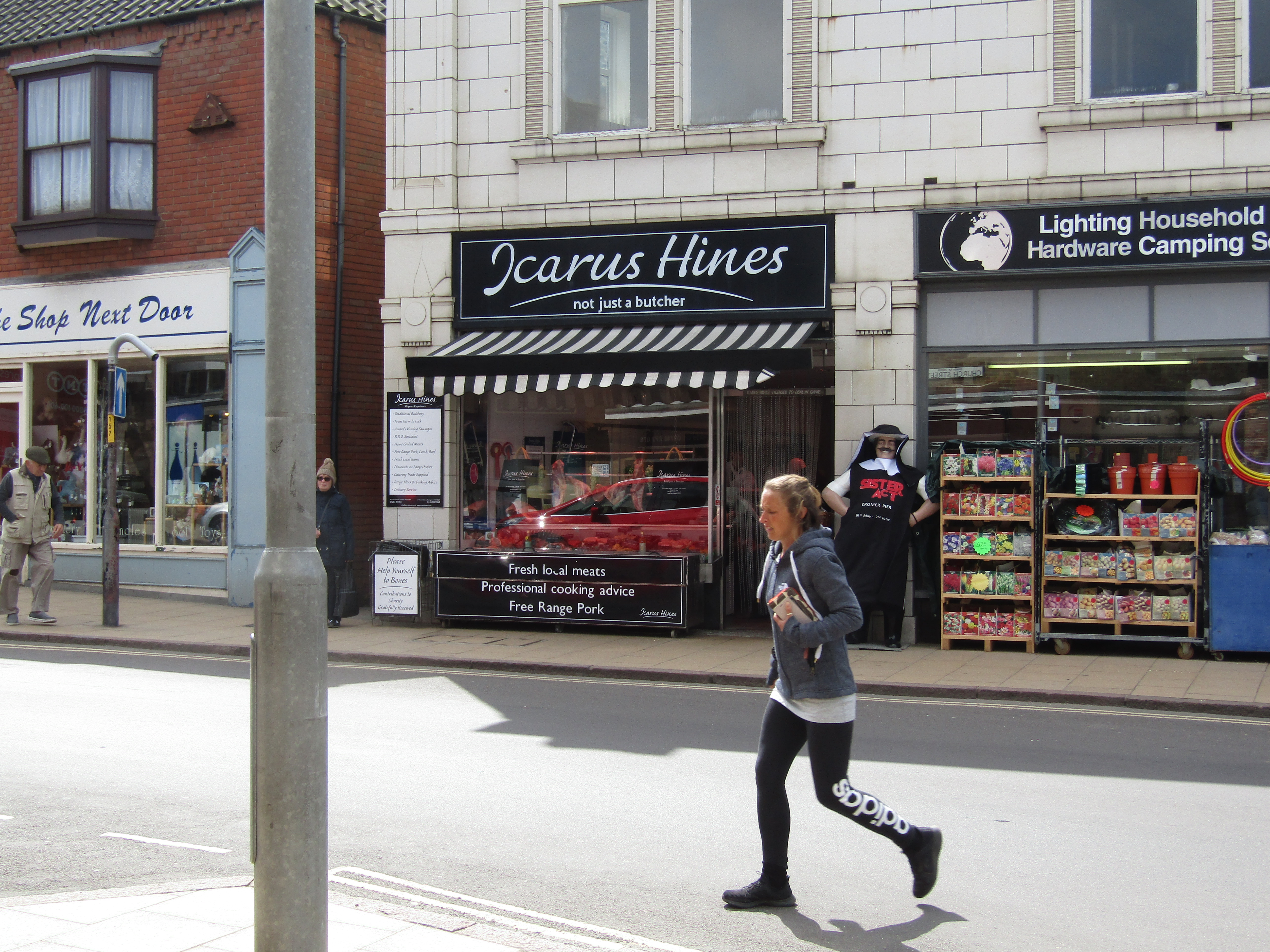 Church shop. Butchers shop Britain.