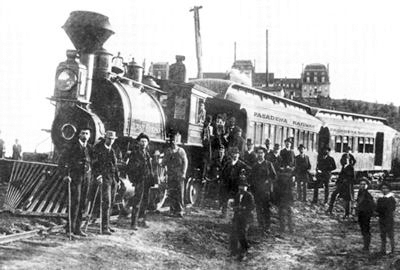 The Los Angeles Terminal Railway in Pasadena near Raymond Hotel in background, c. 1888 Alta rr.jpg