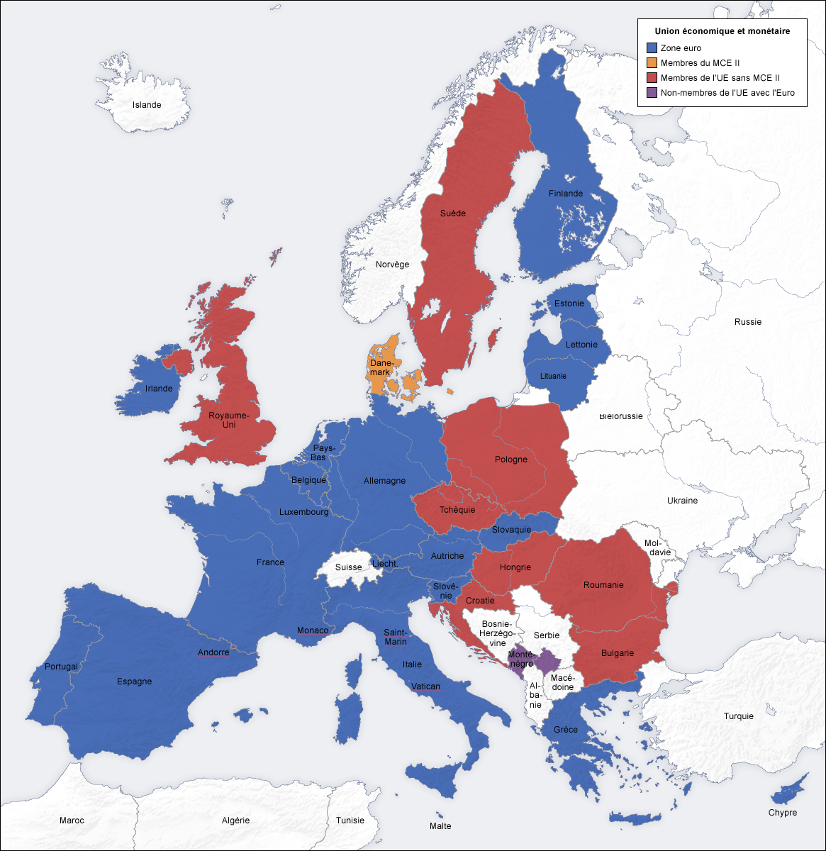 carte europe euro File:European union emu map fr.png   Wikimedia Commons