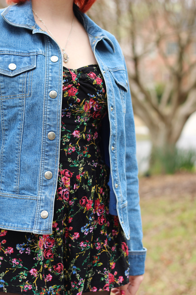 Denim jacket x Floral romper