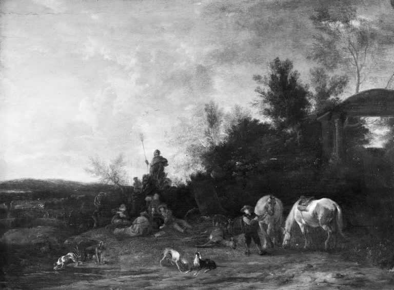 File:Philips Wouwerman - Evening Scenery with Resting Hunters - KMS644 - Statens Museum for Kunst.jpg