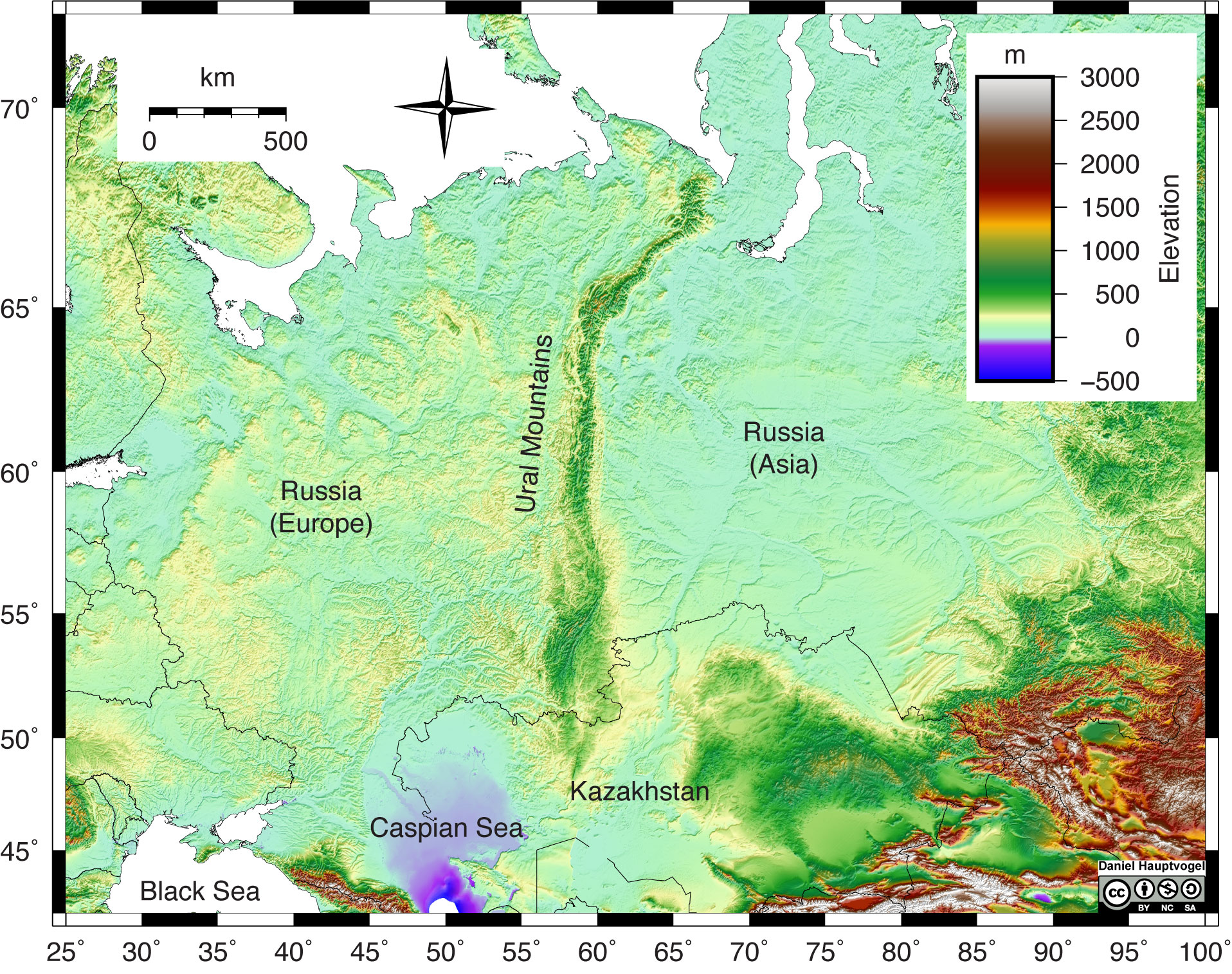 ural river map russia