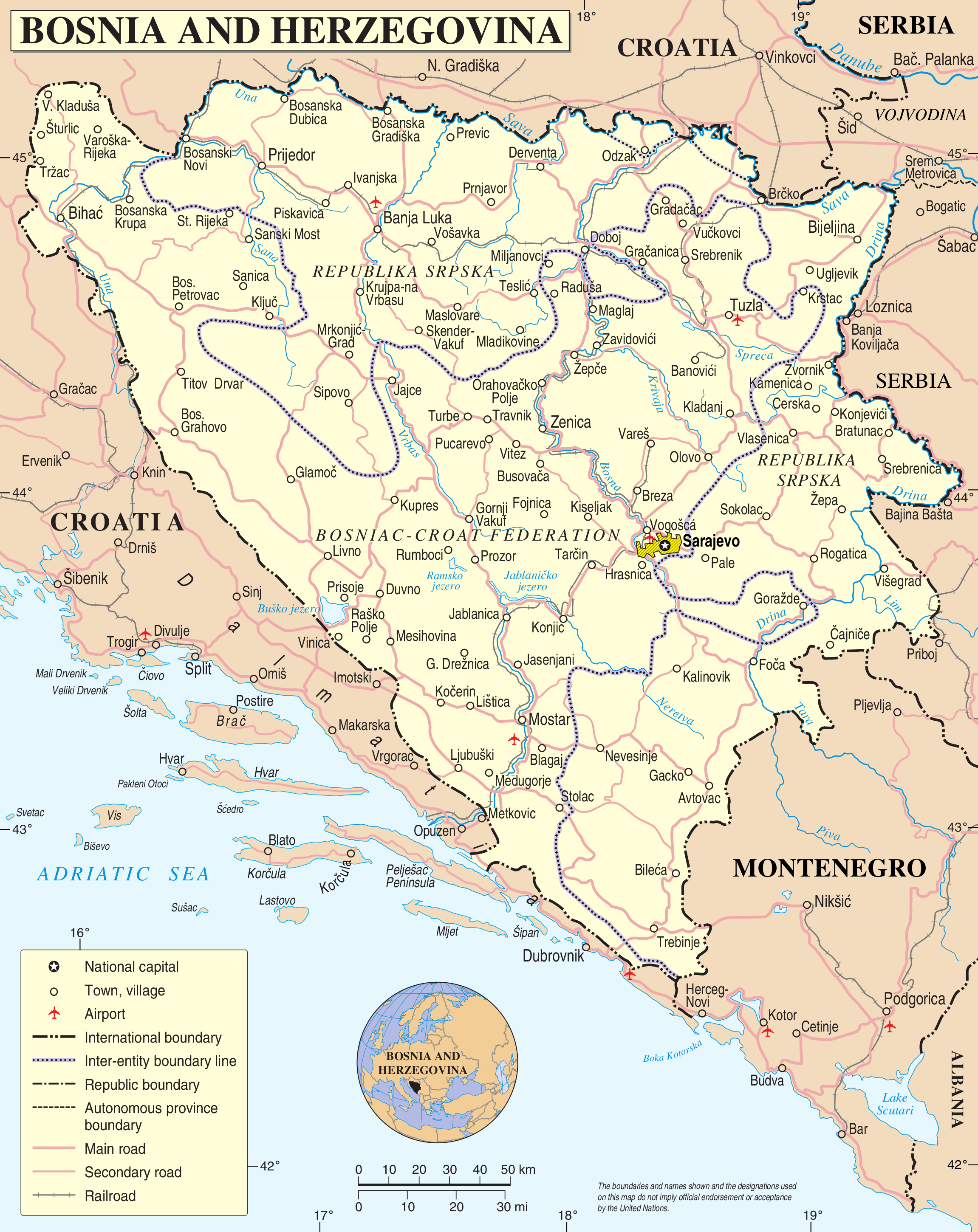 hercegovina mapa File:Bosnia and Hercegovina map.png   Wikimedia Commons hercegovina mapa