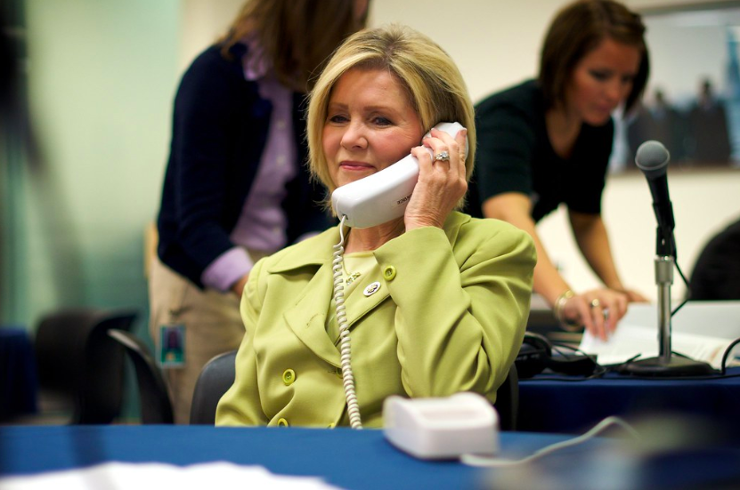 English Congresswoman Marsha Blackburn on phone