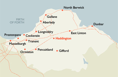 Towns & Villages of East Lothian East Lothian towns.png