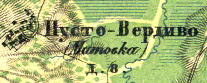 El pueblo de Matovka en el mapa de 1860