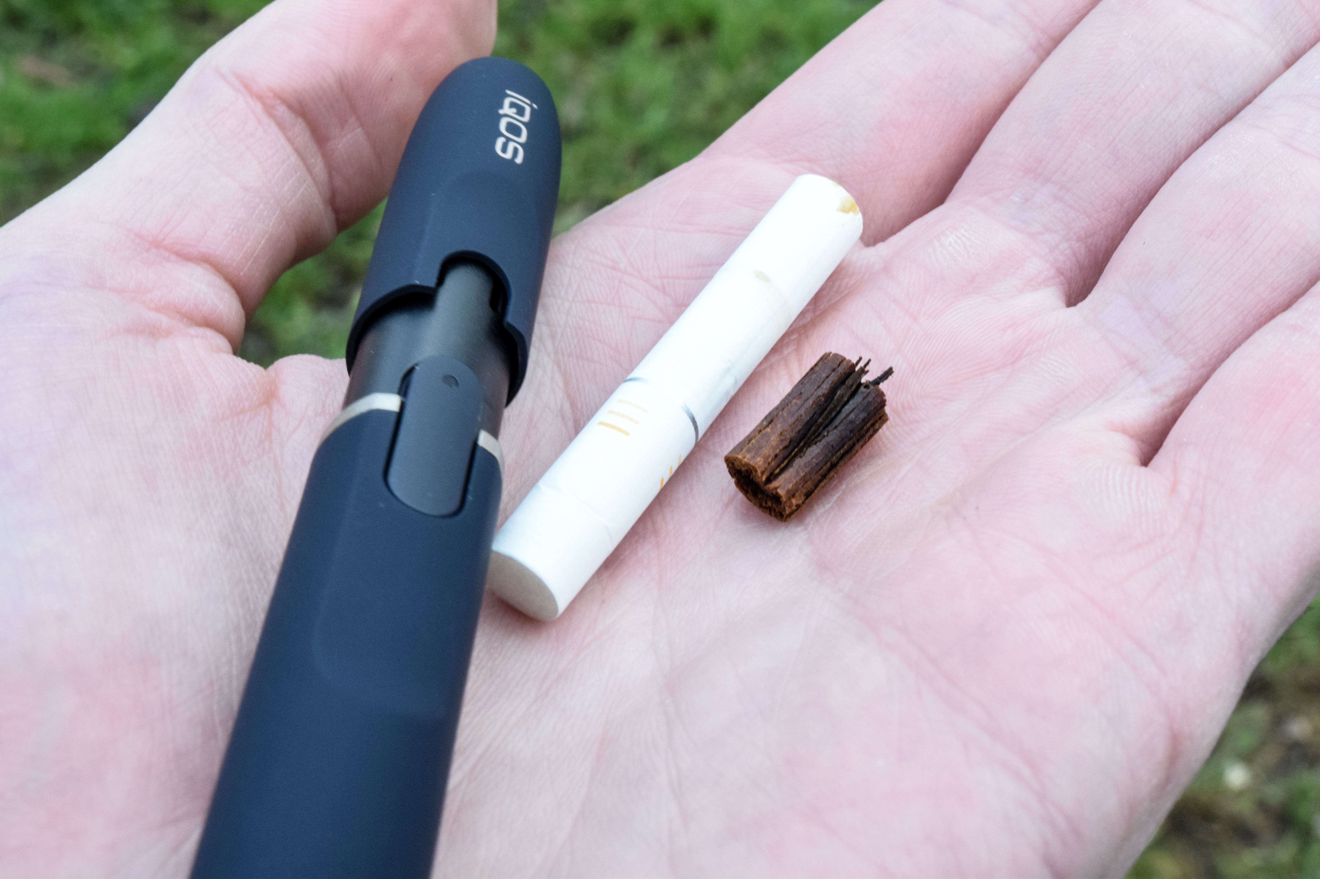 Vaizdas:Philip Morris IQOS Hybrid - Burnt out tobacco from IQOS Heet stick  (31014691033).jpg – Vikipedija