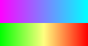 A PNG with 256 colors, which is only 251 bytes large with pre-filter. The same image as a GIF would be more than thirteen times larger.