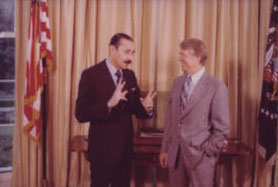 El president de facto de l'Argentina, Jorge Rafael Videla, al costat de el president dels Estats Units, Jimmy Carter, a la Casa Blanca, 1977