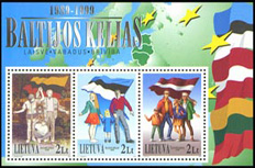 Balti keti 10. aastapäevale pühendatud Leedu postmargiplokk