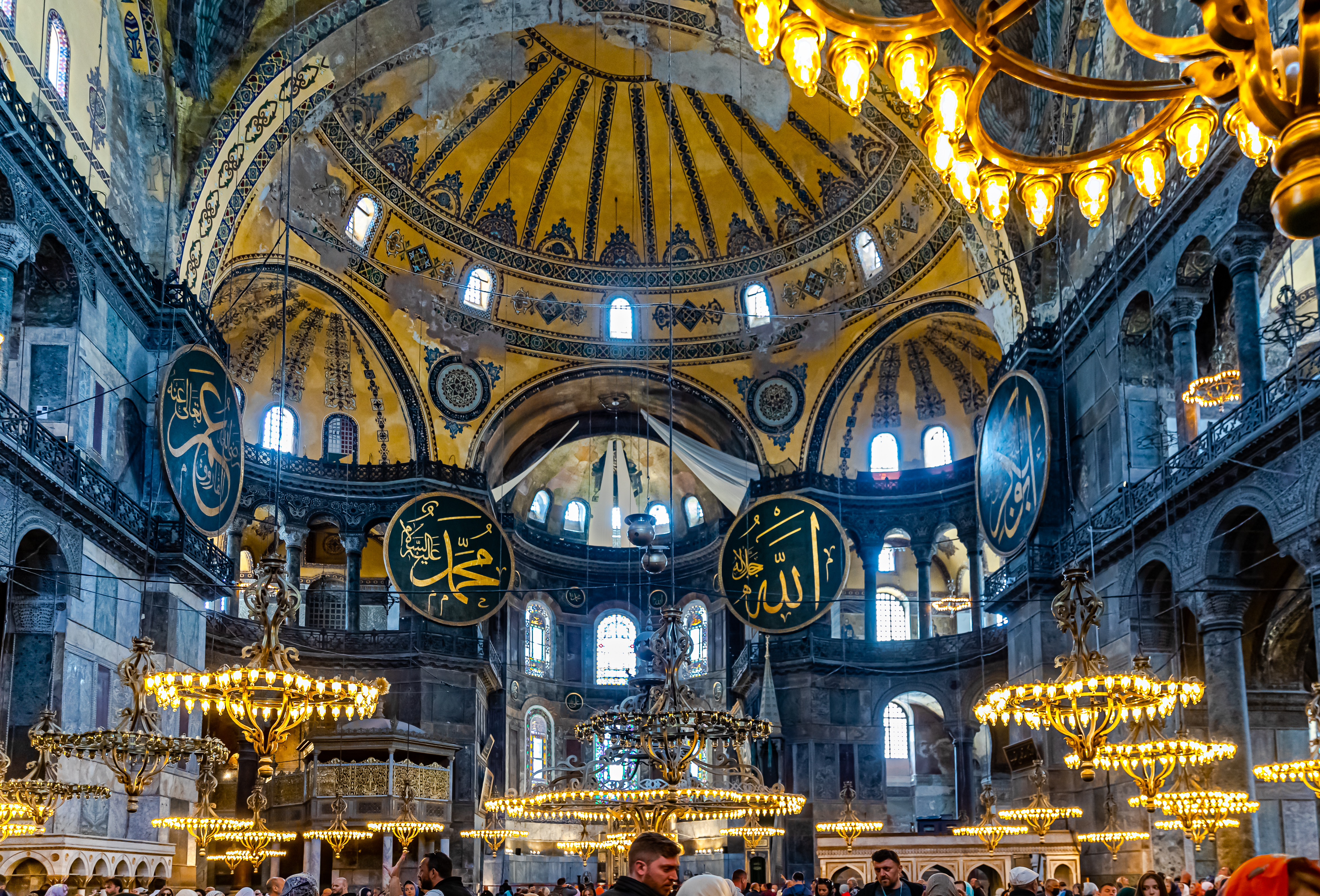 Hagia Sophia. Панорама Стамбула Святая София. Храм в Стамбуле. One of the famous Mosaics in the Hagia Sophia Istanbul' Turkey.