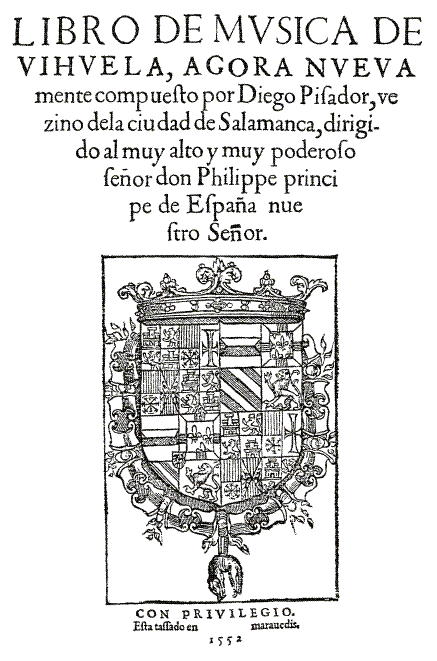 Portada de Libro de música de vihuela.