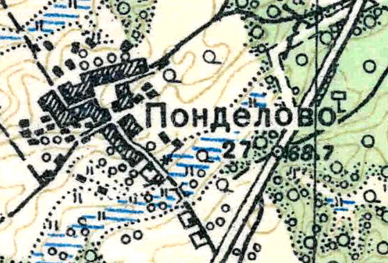 Plano del pueblo de Pondelovo.  1938