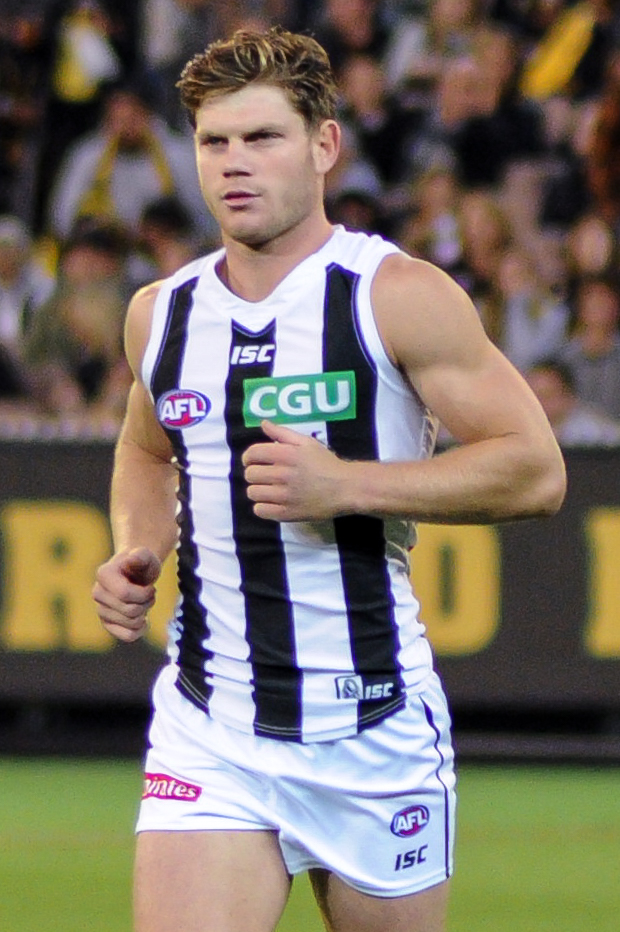 Adams playing for Collingwood in March 2017