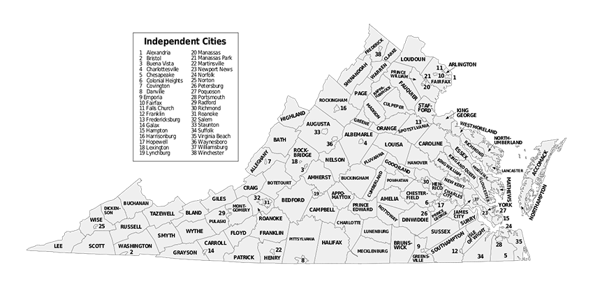 Condados de Virginia y ciudades independientes