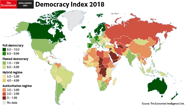 Carte de l'Indice de Démocratie de 2018.gif