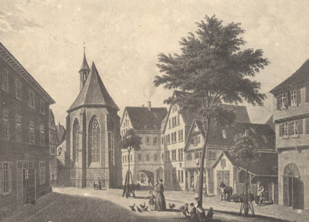 File:Heilbronn, Nikolaikirche mit Kirchhoefle um 1850.jpg