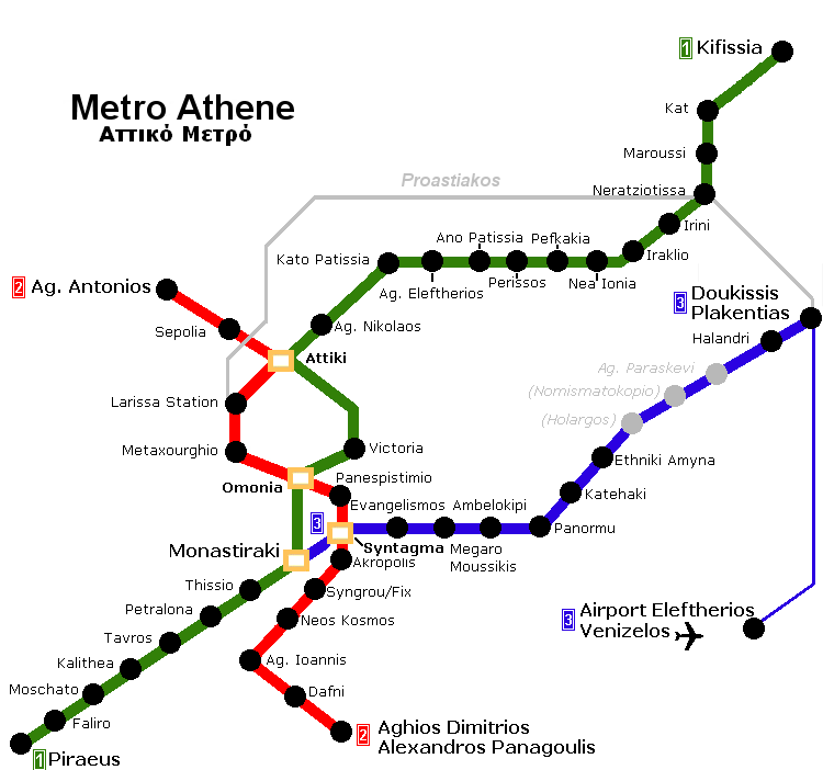 Карта метро афины на русском языке