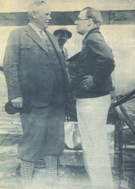 Friedrich Sander (left) and Fritz von Opel (right) in front of Opel RAK 1 rocket-powered aircraft. Rebstock, Frankfurt. 30 September 1929