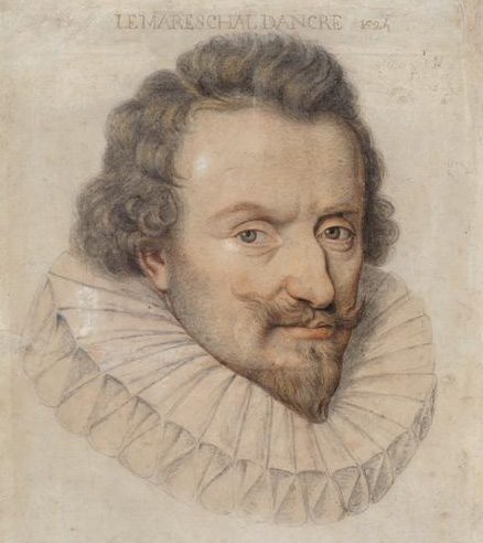 Concino Concini, maréchal d'Ancre.Portrait au crayon, Paris, musée du Louvre, 1614.