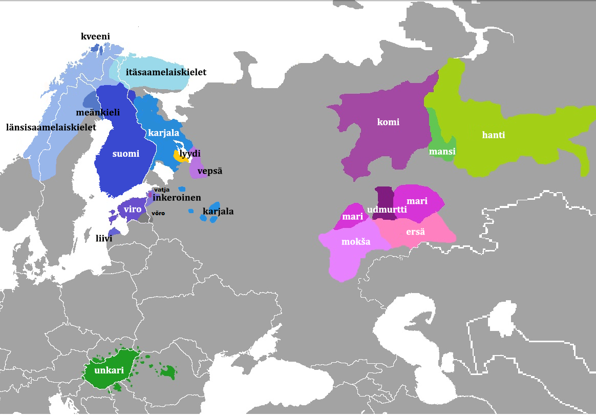 suomen sukukielet kartta Suomalais Ugrilaiset Kielet Wikipedia suomen sukukielet kartta