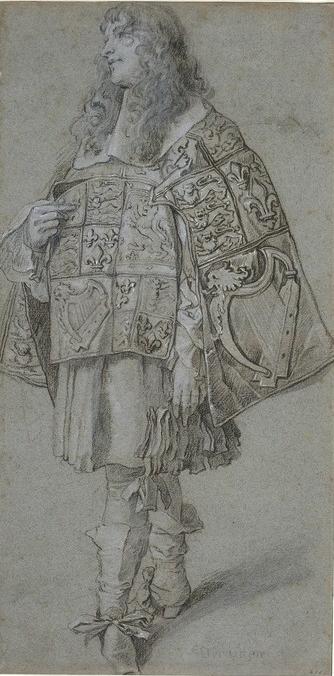 British pursuivants wore their tabards traversed, with the sleeves front and back, until the reign of James II.