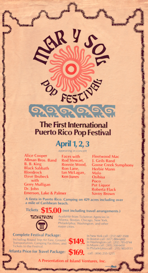 <span class="mw-page-title-main">Mar y Sol Pop Festival</span> 1972 music festival in Manatí, Puerto Rico