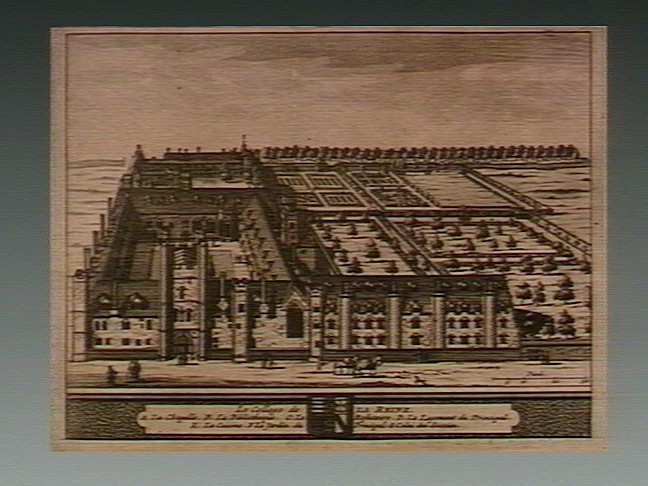 File:Queen's College, Cambridge; bird's eye view with key and coa Wellcome V0012371.jpg