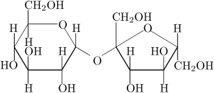Een sacharosemolecule is een dimeer van een glucose- en een fructosemolecule.