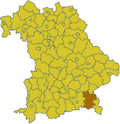 Landkreis Traunsteins läge i Bayern