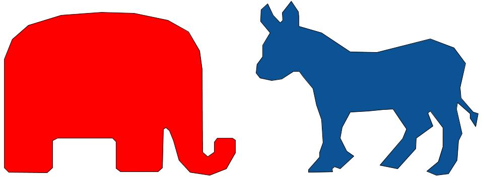 marionet Hjemland harmonisk File:Donkey and elephant - democrat blue and republican red - polygon.jpg -  Wikimedia Commons