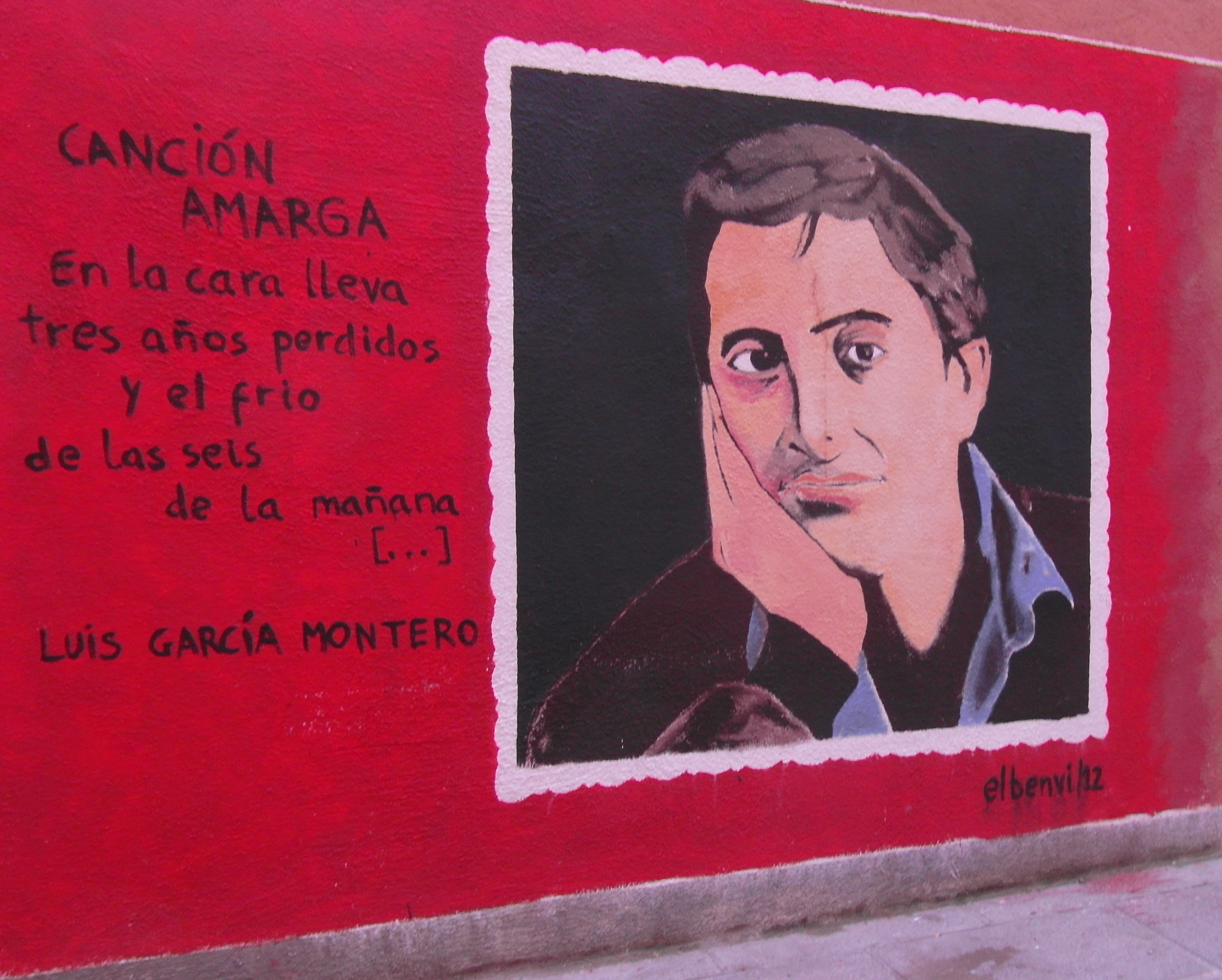 Mural de Luis García Montero,obra del pintor Benvi Parrilla.